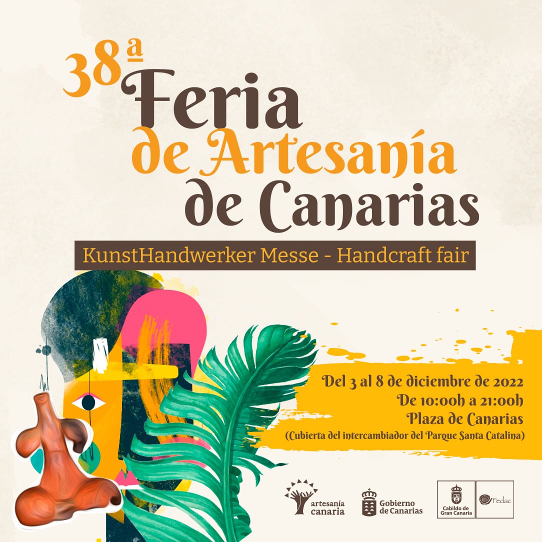 Cartel de la trigésimo octava feria de artesanía de canarias en Las Palmas 2022